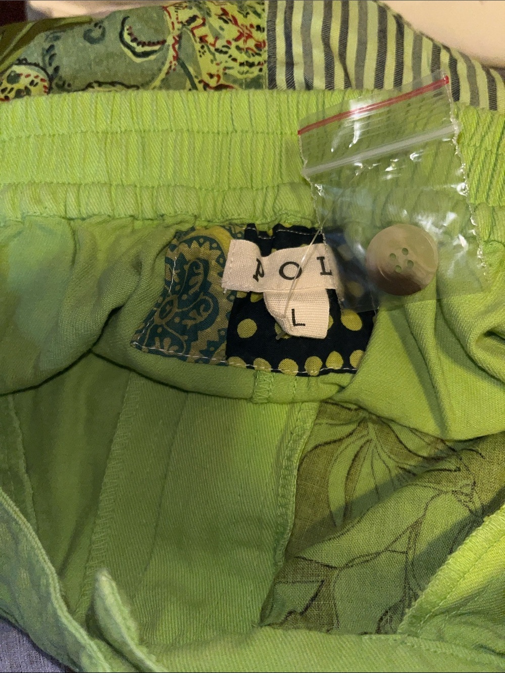 POL Ivy Oaks  Patchwork Wide-Leg Pants in Pistachio - Picture 5 of 5